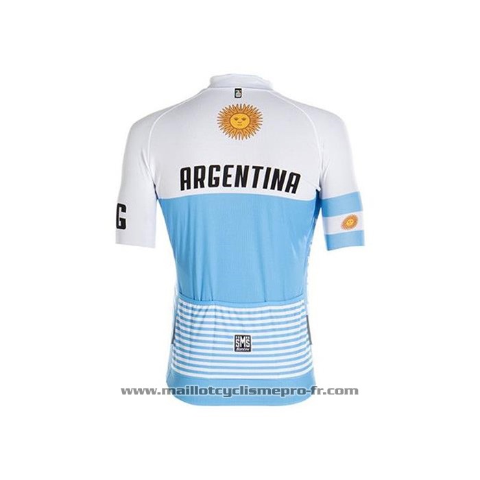 2020 Maillot Cyclisme Argentine Blanc Bleu Manches Courtes Et Cuissard